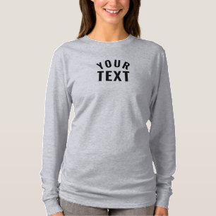 Simple Text Template Womens Long Sleeve Grey T-Shirt