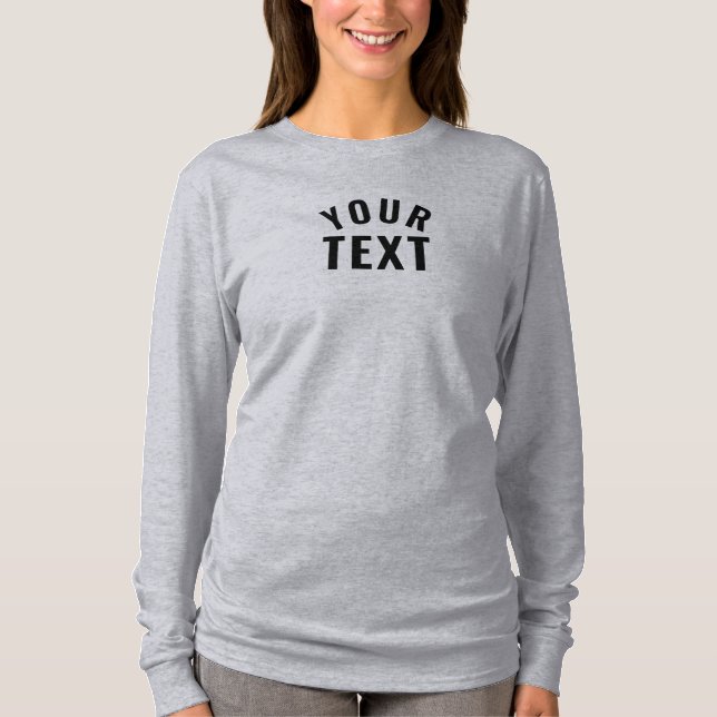 Simple Text Template Womens Long Sleeve Grey T-Shirt (Front)