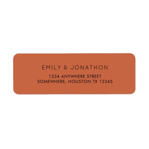 Simple Text Terracotta Return Name Address Label