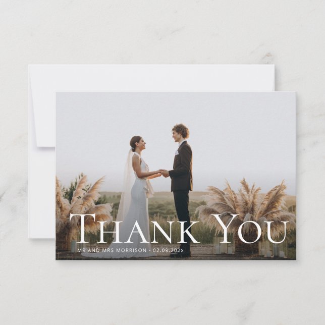 simple text thank you wedding photo card (Front)