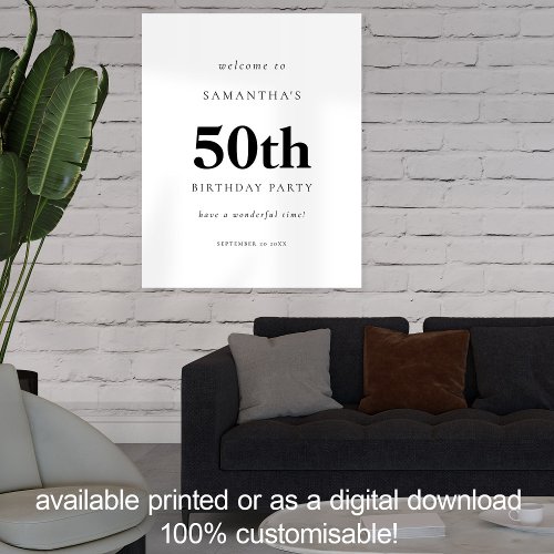 Simple Text Welcome to 50th Birthday Party Poster