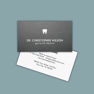 Simple Texture Grey White Teeth Logo Dentist Business Card