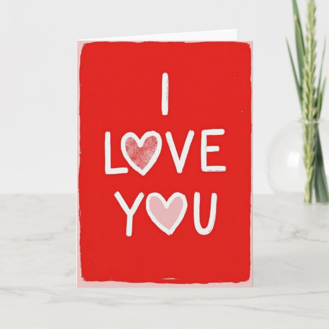 Simple Textured Heart Love You Card (Front)