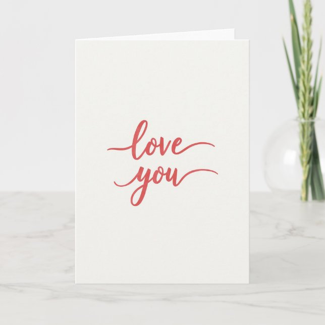 Simple Textured Script Love You Card (Front)
