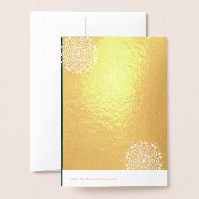 simple texured  green wedding  foil card (Back With Envelope)