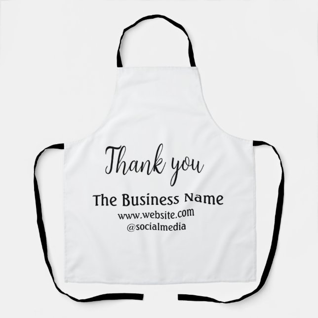 Simple thank you add business name details text  t apron (Front)