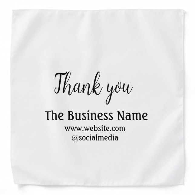 Simple thank you add business name details text  t bandana (Front)