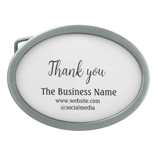 Simple thank you add business name details text  t belt buckle (Front)