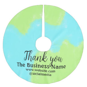 Simple thank you add business name details text t brushed polyester tree skirt