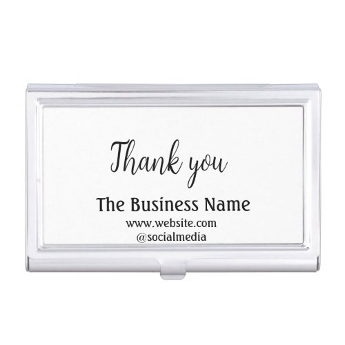Simple thank you add business name details text  t business card case