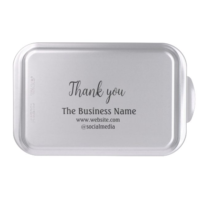 Simple thank you add business name details text  t cake pan (Front)