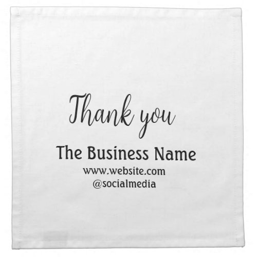 Simple thank you add business name details text  t cloth napkin