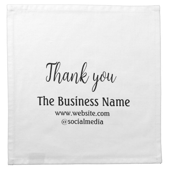 Simple thank you add business name details text  t cloth napkin (Front)