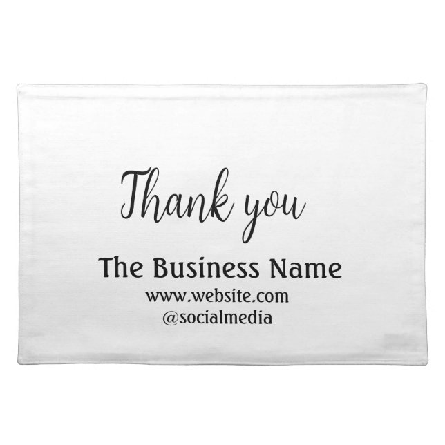 Simple thank you add business name details text  t cloth placemat (Front)
