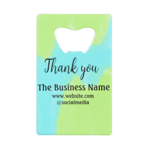 Simple thank you add business name details text t credit card bottle opener