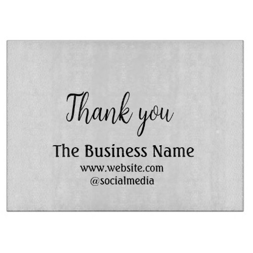 Simple thank you add business name details text  t cutting board