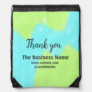Simple thank you add business name details text t drawstring bag