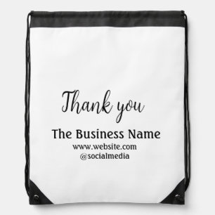 Simple thank you add business name details text t drawstring bag