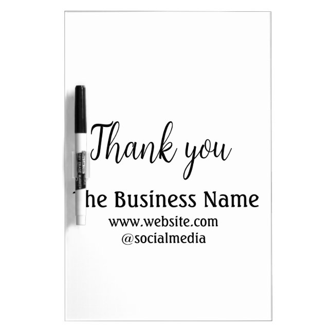 Simple thank you add business name details text  t dry erase board (Front)