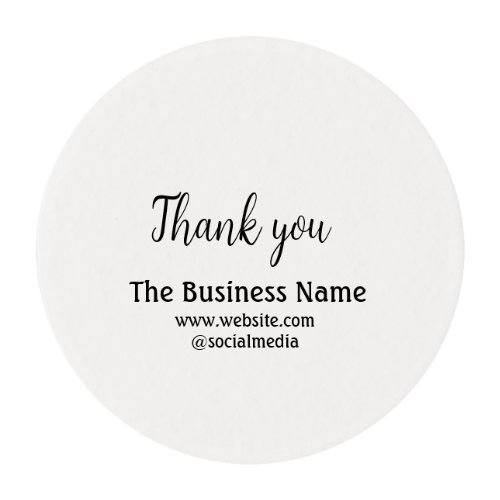 Simple thank you add business name details text  t edible frosting rounds