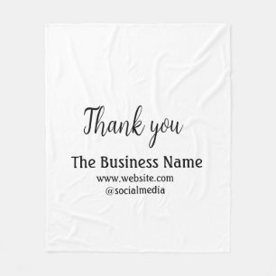 Simple thank you add business name details text t fleece blanket