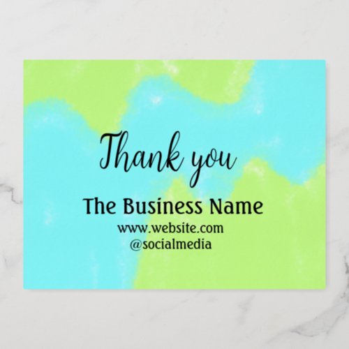 Simple thank you add business name details text  t foil holiday postcard