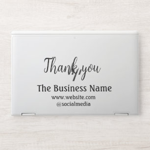 Simple thank you add business name details text  t HP laptop skin