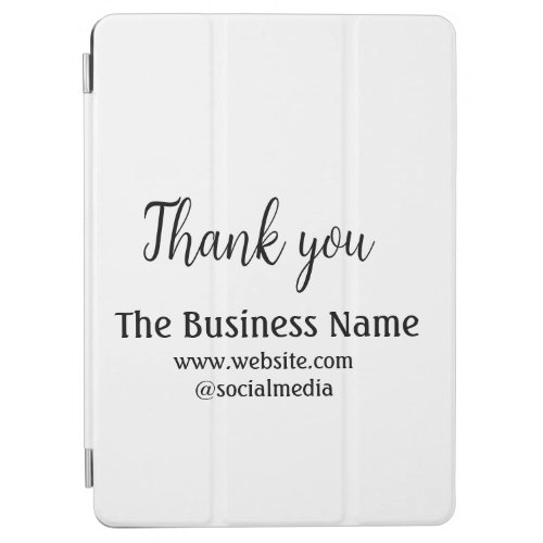 Simple thank you add business name details text  t iPad air cover