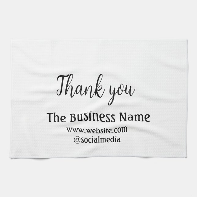 Simple thank you add business name details text  t kitchen towel (Horizontal)