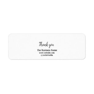 Simple thank you add business name details text t label