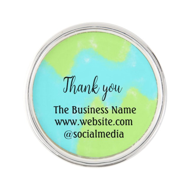 Simple thank you add business name details text  t lapel pin (Front)
