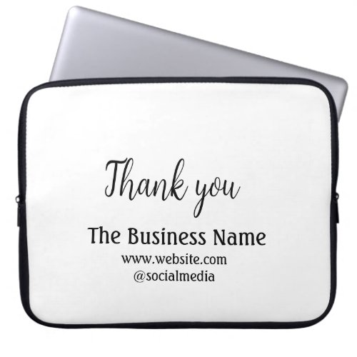 Simple thank you add business name details text  t laptop sleeve