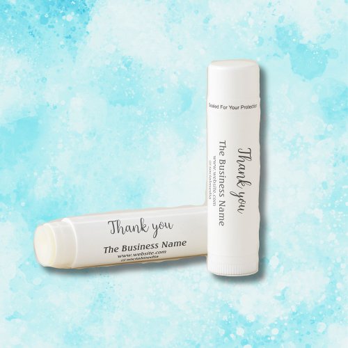 Simple thank you add business name details text  t lip balm