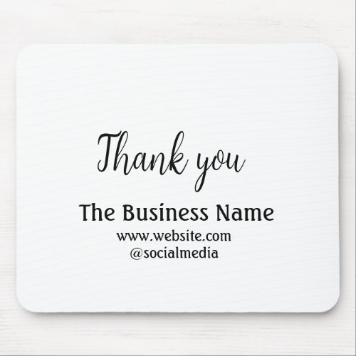 Simple thank you add business name details text  t mouse pad