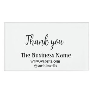 Simple thank you add business name details text t name tag