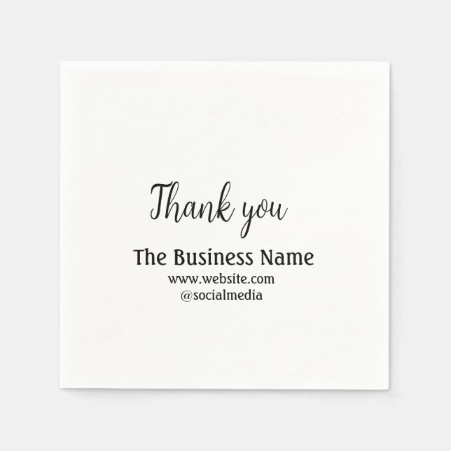 Simple thank you add business name details text  t napkins (Front)