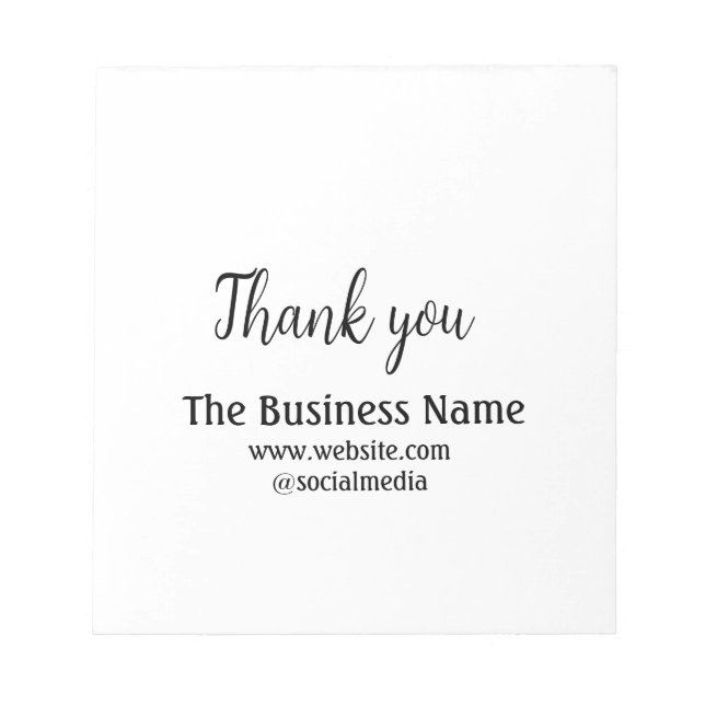 Simple thank you add business name details text  t notepad (Front)