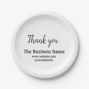 Simple thank you add business name details text t paper plates