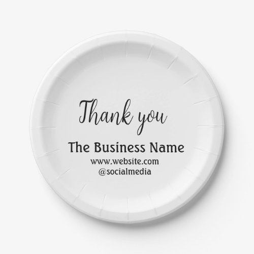 Simple thank you add business name details text  t paper plates