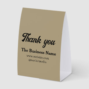 Simple thank you add business name details text t paper table tent