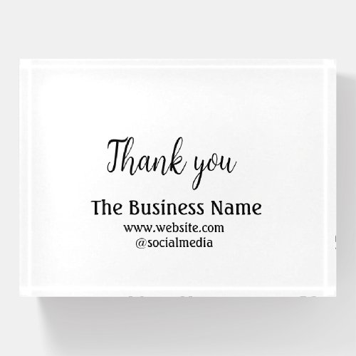 Simple thank you add business name details text  t paperweight