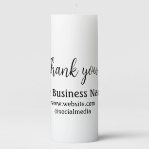 Simple thank you add business name details text t pillar candle