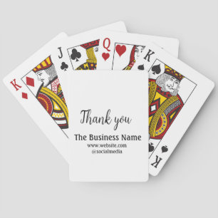 Simple thank you add business name details text t poker cards