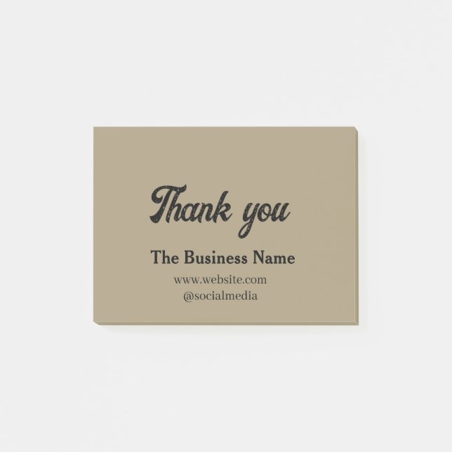 Simple thank you add business name details text  t post-it notes (Front)