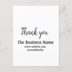 Simple thank you add business name details text t postcard