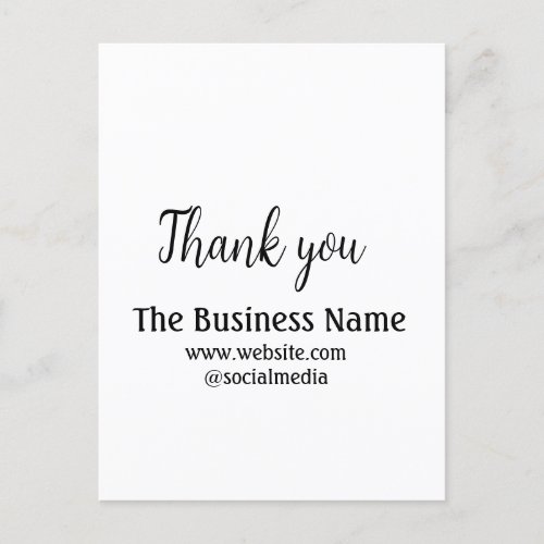 Simple thank you add business name details text  t postcard