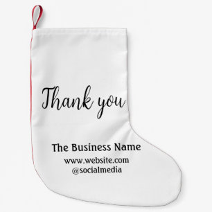 Simple thank you add business name details text t small christmas stocking