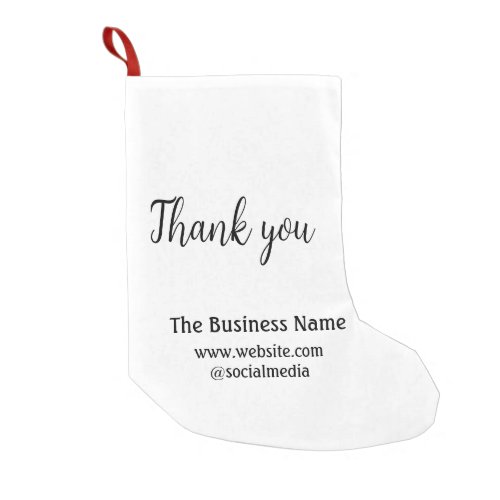 Simple thank you add business name details text  t small christmas stocking