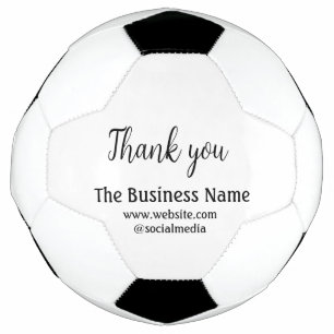 Simple thank you add business name details text t soccer ball