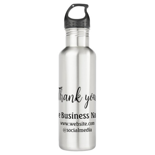 Simple thank you add business name details text  t stainless steel water bottle
